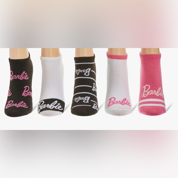 NWT Barbie Women's 5 Pack No Show Socks, 2 Different Design Sets Available - Picture 2 of 4
